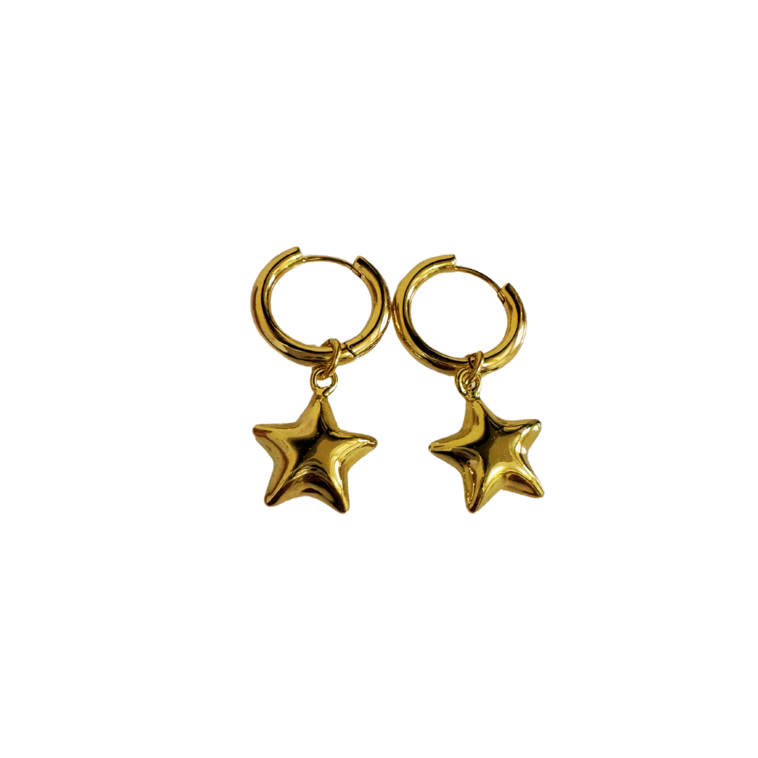 Star Ballon Earring Gold Plate - Woodensun Sunglasses | Eco-fashion eyewear