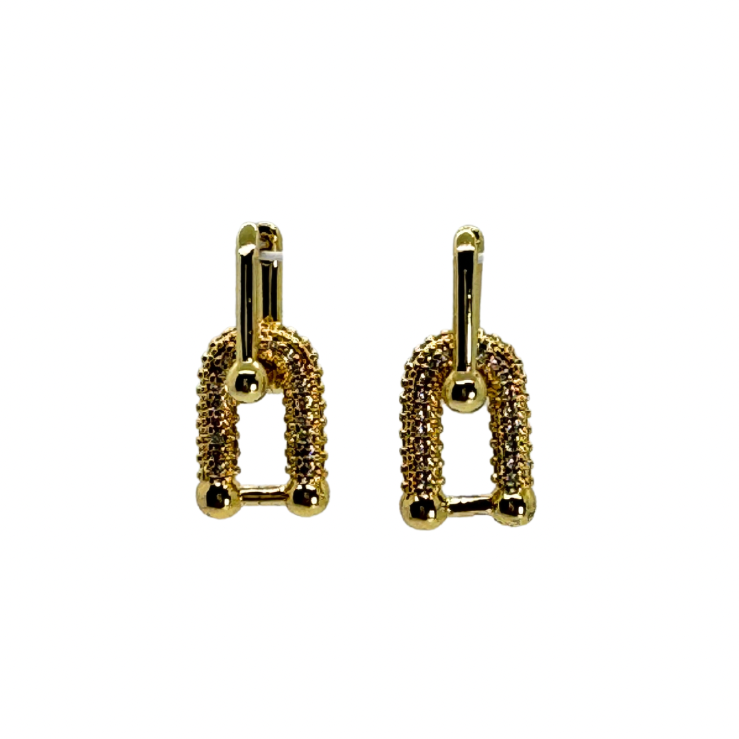 U Link Earrings Double Link Hoops  Gold Plate