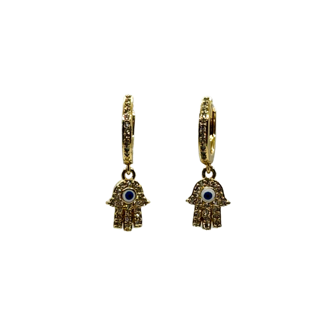 Hamsa Hands Earrings Gold Plate