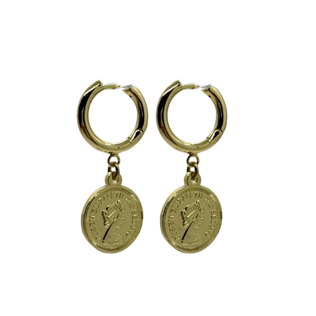 Coin Earrings Gold Plate