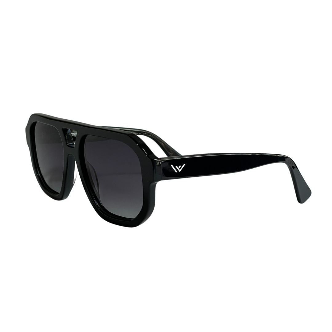 Melrose Black - Aviator Sunglasses - Woodensun Sunglasses | Eco-fashion eyewear